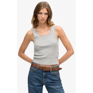 Superdry Damen Athletic Essentials Vintage Tanktop mit Spitzenbesatz Grau - Größe: M/L