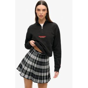 Superdry Damen Kastiges Sportswear Logo Sweatshirt mit Halbem Reißverschluss Schwarz - Größe: 40