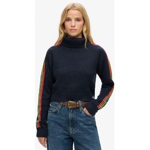 Superdry Damen Marineblau Rollkragenpullover mit Seitenstreifen und Raglannaht, Größe: 44