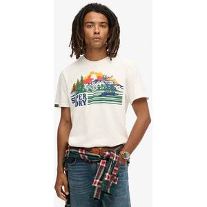 Superdry Herren T-shirt mit Outdoor-grafik und Streifen Weiß - Größe: L