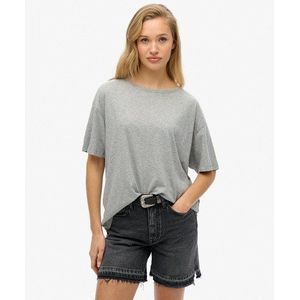 Superdry Damen Studio T-shirt mit überschnittenen Schultern Grau - Größe: 44