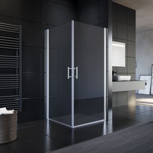 SONNI Duschkabine Eckeinstieg Pendeltür Dusche ESG Glas mit NANO Beschichtung Höhe 185cm/195cm