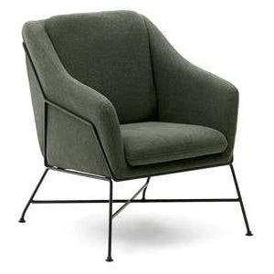 Kave Home - Groene Brida-fauteuil met stalen poten met zwarte