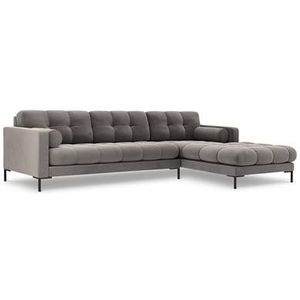 Cosmopolitan Design Bali Hoekbank met Chaise Longue Rechts - Lichtgrijs / Zwart