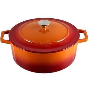 MOA Gietijzeren Braadpan 30 cm - Rond - ook voor Inductie - Oranje