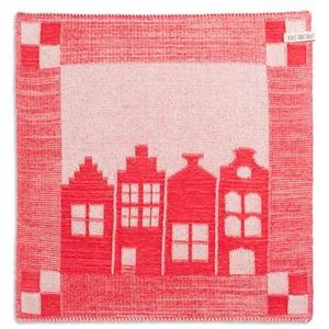 Knit Factory Gebreide Keukendoek House - Ecru|Rood - 50x50 cm