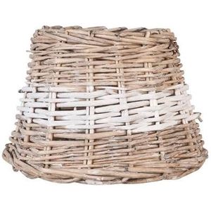 Clayre & Eef Lampenkap Ø 23x17 cm Beige Rotan Rond Streep Rieten