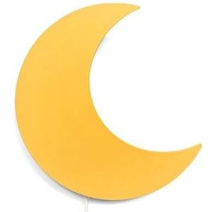 Houten wandlamp kinderkamer | Maan - geel