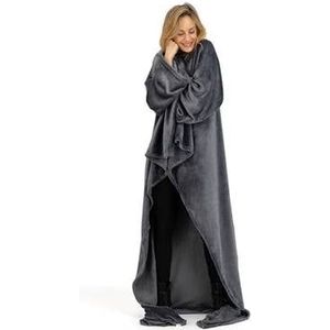 O&apos;DADDY® Fleece deken met MOUWEN - plaid - 150x200 - supersoft - Grijs