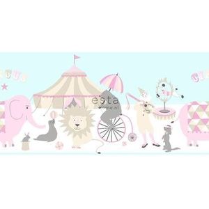 ESTAhome behangrand circus figuren licht roze, lichtblauw en beige - 2