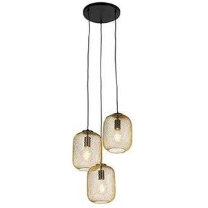 QAZQA Art Deco hanglamp goud 45 cm 3-lichts - Bliss Mesh