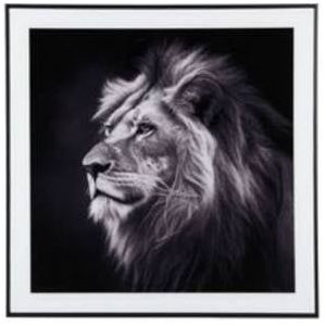 Present Time Wanddecoratie Lion - Zwart - 2x50x50cm