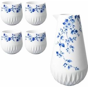 Heinen Delfts Blauw Blauw Vouw Schenkkan met Koffiekopjes set van 2 me