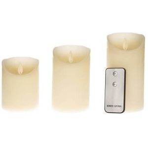 Set van 3 ivoor creme LED stompkaarsen met afstandsbediening - Woondecoratie - LED kaarsen - Elektrische kaarsen