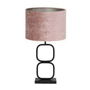 Light & Living Tafellamp Lutika|Gemstone - Zwart|Oud roze - Ø30x67cm