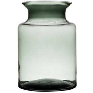 Grijze/transparante stijlvolle melkbus vaas/vazen van glas 20 cm - Bloemen/boeketten vaas voor binnen gebruik