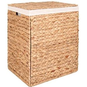 House Nordic - Passo Wasmand met Deksel in Waterhyacint - 43x32x55 cm - Naturel - Katoen/Polyester