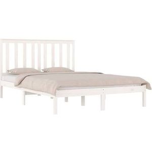 vidaXL Bedframe massief grenenhout wit 150x200 cm 5FT King Size