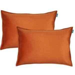 Kussoo sierkussen fluweel oranje 40x60 cm set van 2 sierkussens