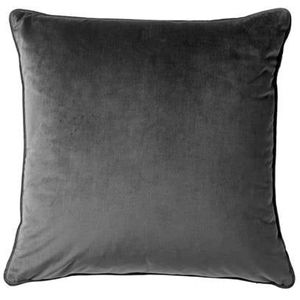 Dutch Decor FINN - Kussenhoes 60x60 cm - velvet - effen kleur - Charcoal Gray - antraciet - met rits