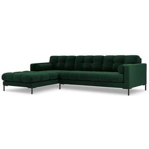 Cosmopolitan Design Bali Hoekbank met Chaise Longue Links - Flessengroen / Zwart