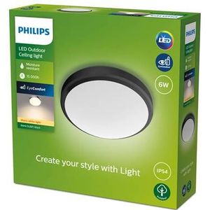 Philips Doris Plafondlamp - Zwart - IP54