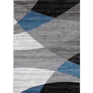Flycarpets Verona Modern Vloerkleed Blauw / Grijs / Zwart - Laagpolig - Woonkamer - 240x340 cm