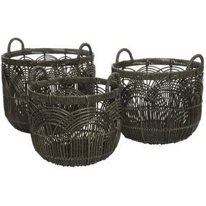 Kaemingk Mand (set Van 3) Lea - Grijs - Rotan - 40x33x40cm (BxHxD)