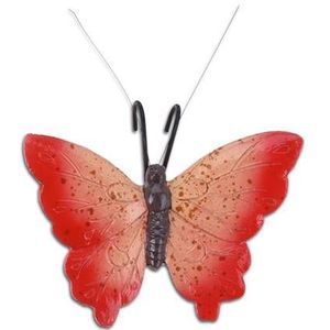 Pro Garden bloempothanger vlinder - kunststeen - rood - 13 x 10 cm