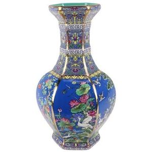 Fine Asianliving Chinese Vaas Bloemen Vogels Blauw D19xH32cm