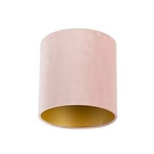 QAZQA Velours lampenkap roze 20|20|20 met gouden binnenkant