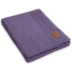 Knit Factory Uni Gebreid Plaid XL - Woondeken - Violet - 195x225 cm