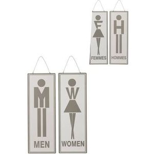 J-Line Plakkaat Toilet Engels|Frans Metaal Wit|Grijs Assortiment Va