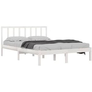 VidaXL Bedframe Massief Grenenhout Wit 150x200 cm - King Size