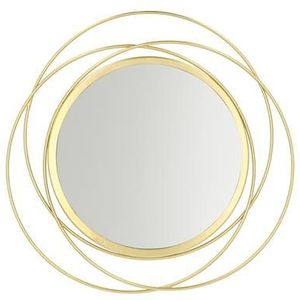 QUVIO Spiegel - Decoratieve spiegel - Wandspiegeltje - Ophangen - Rond - Goud - Metaal - 35,5 cm (d)