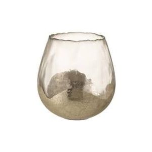 J-Line - Theelichthouder Rond Glas Goud Medium Zoe - 18x18 CM