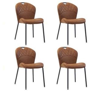 Bronx71 Stapelbare eetkamerstoel Fay eco-leer cognac - Eetkamerstoelen