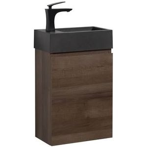 Badplaats Toiletmeubel Angela 40 cm x 22 cm - Bruin eiken met zwart