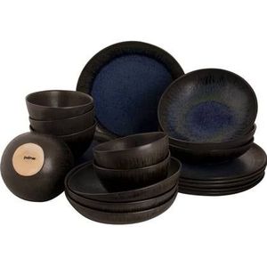 Palmer Serviesset Tama Stoneware 6-persoons 24-delig Blauw Zwart