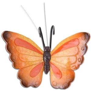 Pro Garden bloempothanger vlinder - kunststeen - oranje|rood- 13 x 10