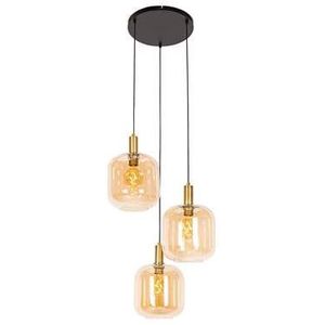 QAZQA zuzanna - Design Hanglamp - 3 lichts - Ø 50 cm - Zwart Goud - Woonkamers-sSlaapkamers-sKeuken