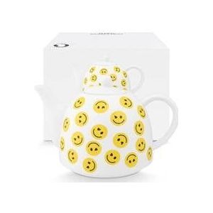 vtwonen Theepot met Smile Print - Servies - Met Losse Deksel - Porselein - 1,8L