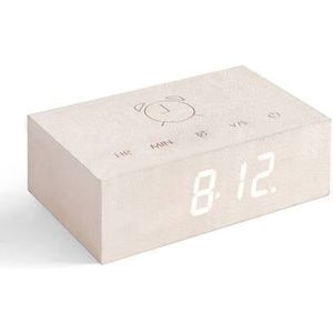 Gingko Flip Click Clock Alarmklok - Essenhout|LED Wit