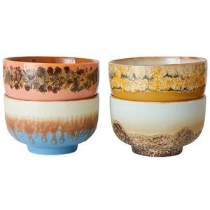 HKliving 70's Noodle Kommen Ø 13,5 cm - Set van 4 - Seabreeze