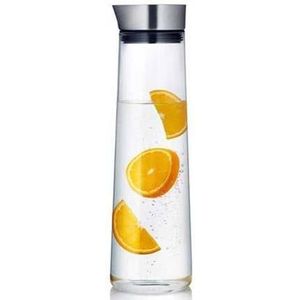Krumble Karaf van glas - Waterkan - Met deksel - 10,5 x 33 cm (dxh) - 1,5 liter - Glas en RVS