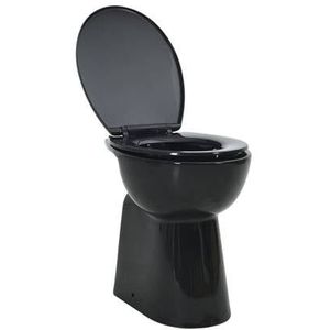 vidaXL Toilet verhoogd 7 cm soft-close randloos keramiek zwart