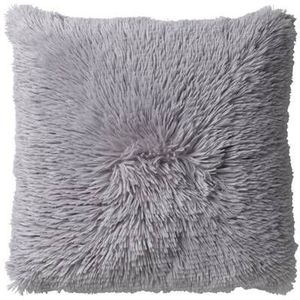 Dutch Decor FLUFFY - Kussenhoes 60x60 cm - superzacht - XL kussensloop - Micro Chip - lichtgrijs - met rits