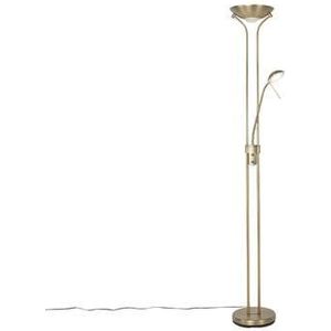 QAZQA Moderne vloerlamp brons met leeslamp incl. LED dim to warm -