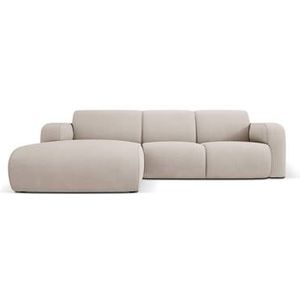 Windsor & Co Lola Hoekbank met Chaise Longue Links - Fluweel - Beige