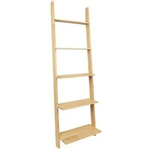 QUVIO Decoratie ladder - Deco ladder voor muur - Deco ladder met 5 treden - Hout - 25 x 50 x 160 cm (lxbxh)